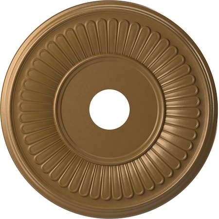 Ekena Millwork Berkshire PVC Ceiling Medallion (Canopies up to 8 3/8"), 19"OD x 3 1/2"ID x 1"P, Metallic Gold Rush CMP19BECGH
